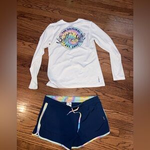 Salt life set swim sun women sz M rare rash guard shorts